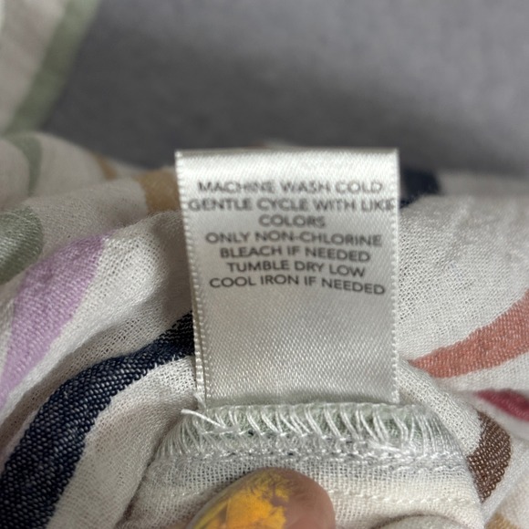 CJ Banks Button Down Striped Top Women 2X Plus Cotton Short Sleeve Coastal Boho - Picture 6 of 8